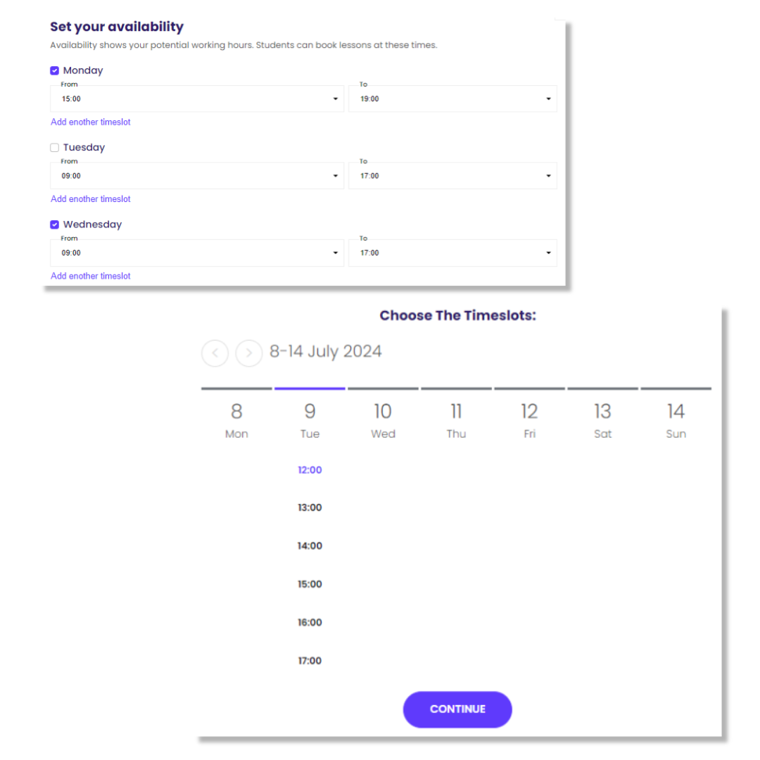 Tutor schedule