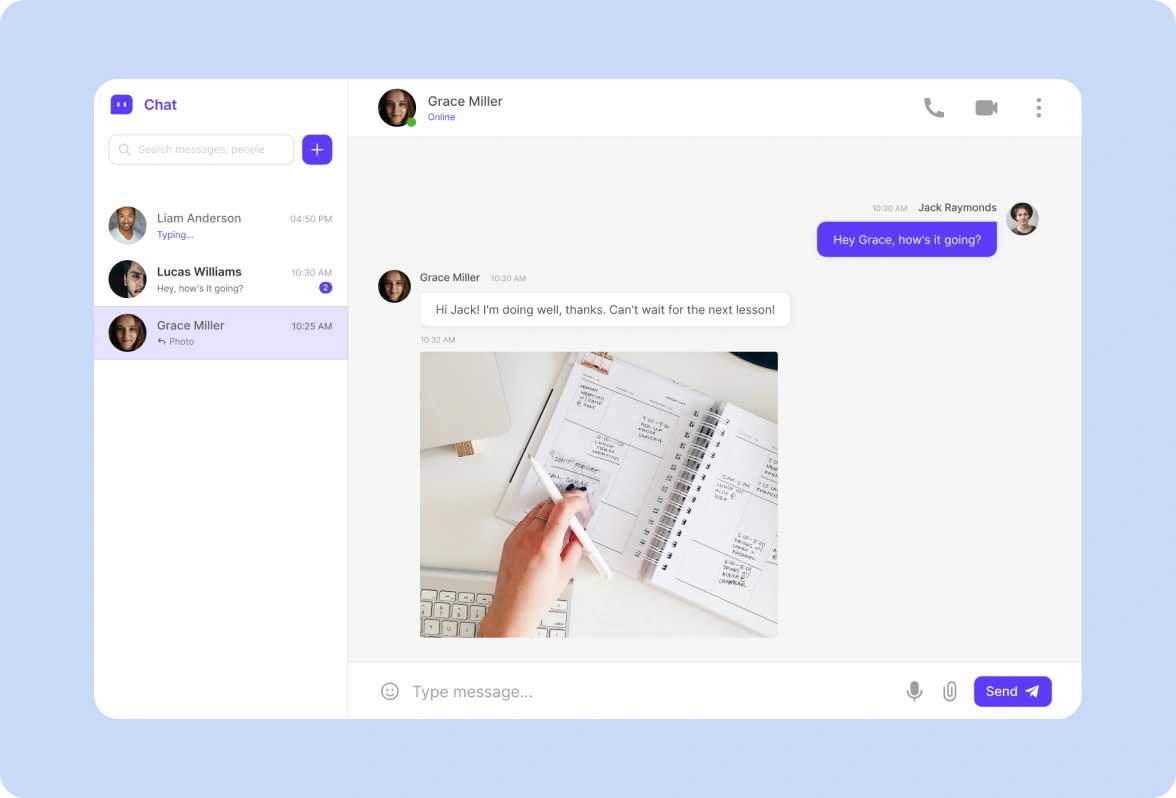 Built-in chat for vendors and clients